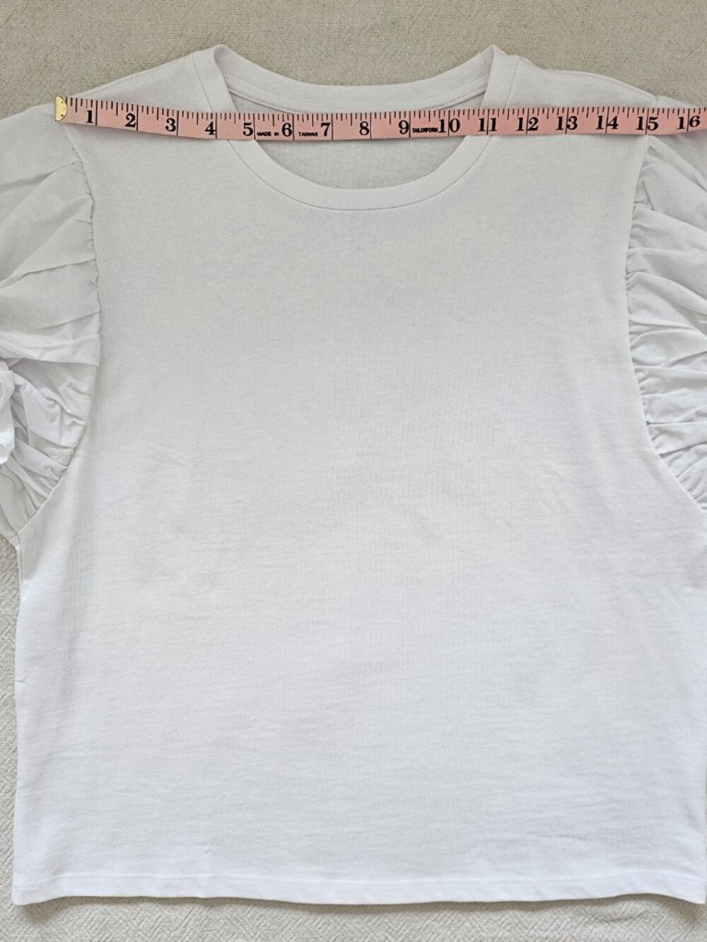 Zara White Ruffle Sleeve Top Size L Statement Puff Sleeve Tee - Picture 9 of 11